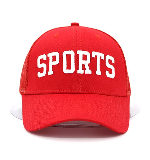 SPORTS Red Cotton Trucker Net Hat